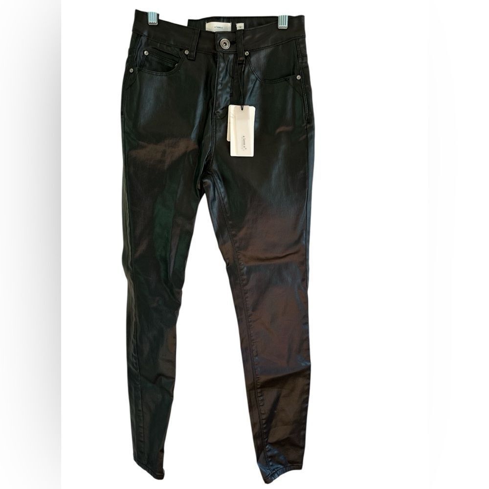 A loves A Black Faux Leather Skinny Jeans NWT waist 12”